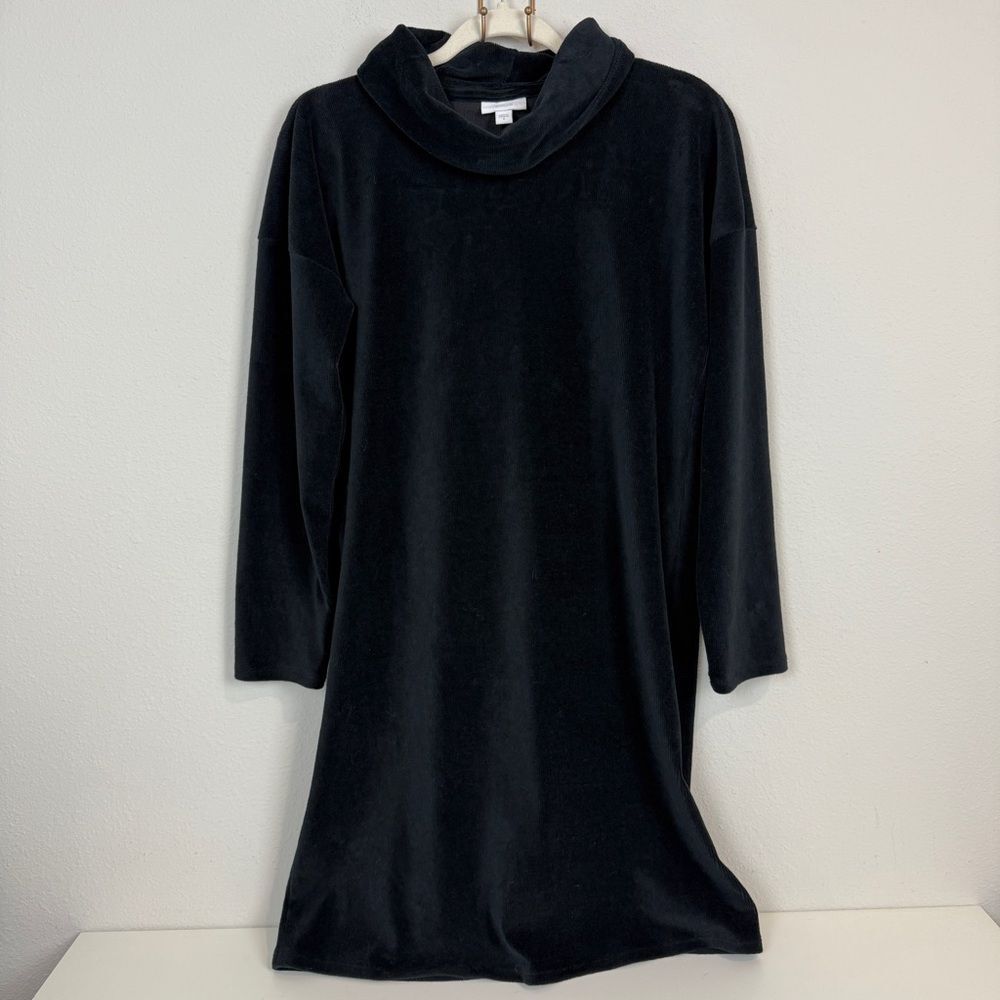J. Jill Pure Jill Black Velour Funnel Neck Dress S